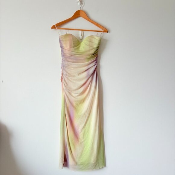 Zara Strapless Tulle Tie Dye Midi Dress NWT Size Small - Picture 7 of 12